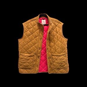 Men's Quilted Tan Vest with Pink Lining